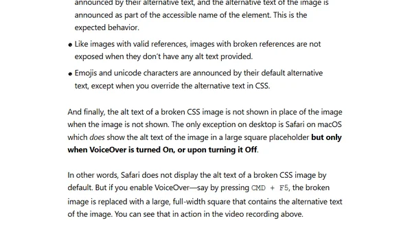 CSS to speech: alternative text for CSS-generated content