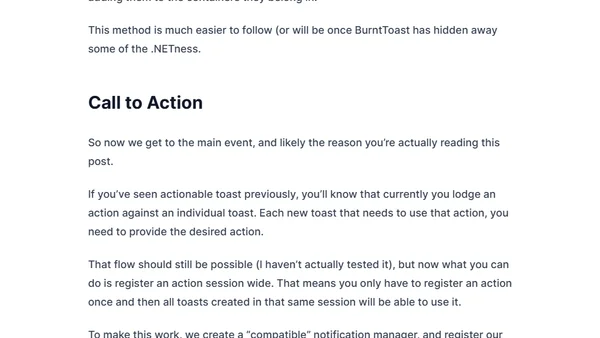 Road to BurntToast v1: Actionable Toast for All!