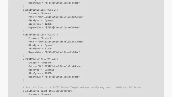 Configuring iSCSI and iSNS with DSC