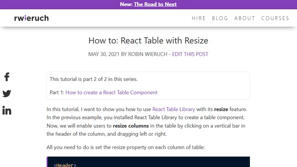 How to: React Table with Resize