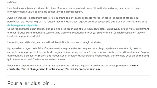 Le (dés)équilibre de l'équipe