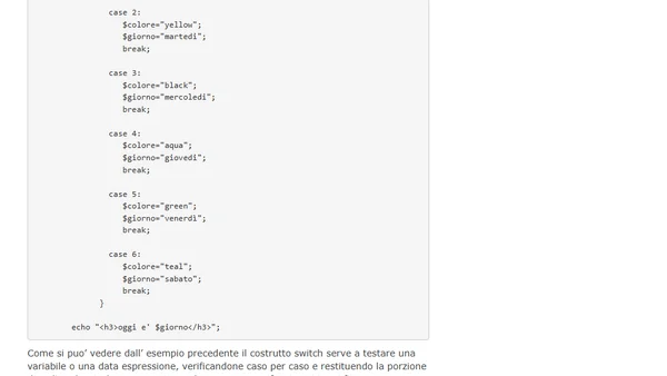 PHP Lezione 15: Gli switch