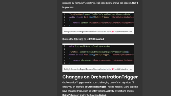 From .NET 6 to .NET 8, my migration experience: Migrating Durable Functions .NET 8 isolated