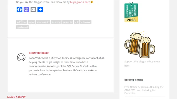 Free Online Sessions – Building the €100 DWH and Indexing for Dummies