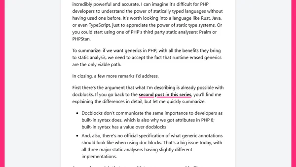 The case for PHP generics