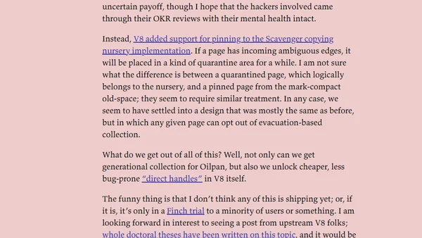 the last couple years in v8's garbage collector