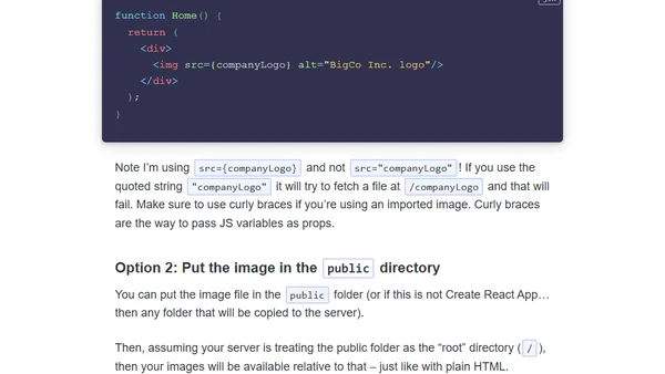 Using the image tag in React