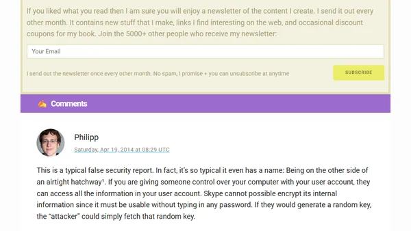 I didn’t know Skype stores your data in a local database without a password!