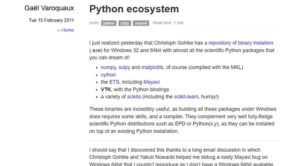 Windows binaries for the scientific Python ecosystem
