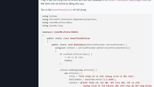 (ASP.NET Razor) Ứng dụng EF làm việc với cơ sở dữ liệu