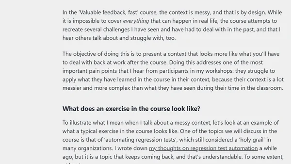 On my new ‘Valuable feedback, fast’ course