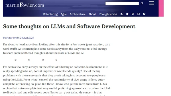 Some thoughts on LLMs and Software Development