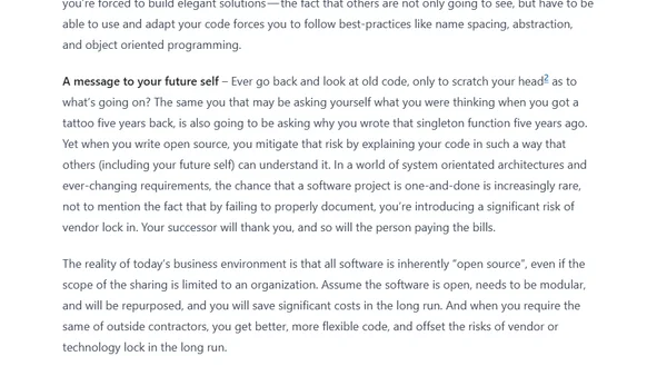 Why You Should Always Write Software as Open Source, Even When It's Never Going to Be