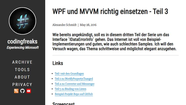 WPF und MVVM richtig einsetzen - Teil 3