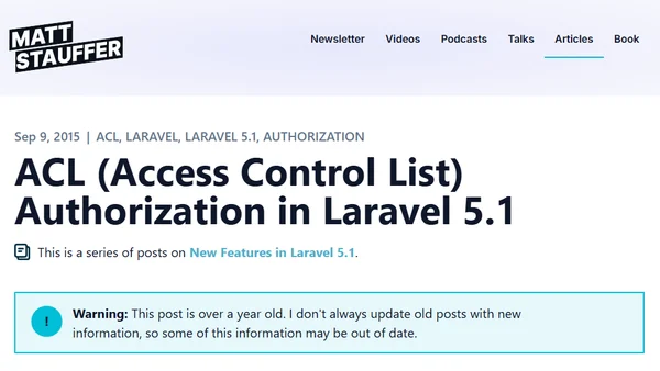 ACL (Access Control List) Authorization in Laravel 5.1
