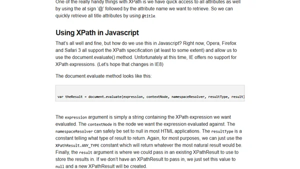 XPath in Javascript: Introduction