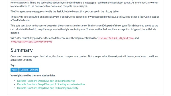 Durable Functions Deep Dive part 4: Executing an activity