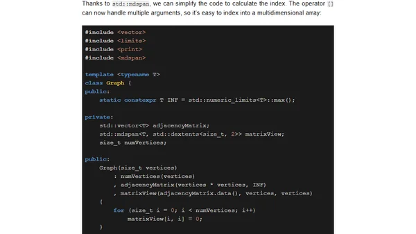 Adjacency Matrix and std::mdspan, C++23