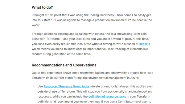 Recommendations on using Terraform to manage Azure resources