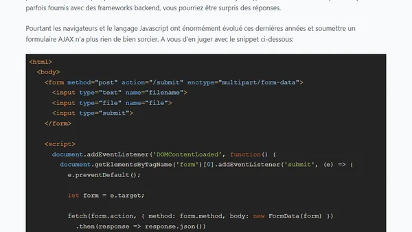 Soumettre un formulaire HTML en AJAX avec Javascript