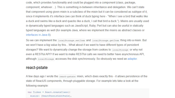 Persistent State of ReactJS Component