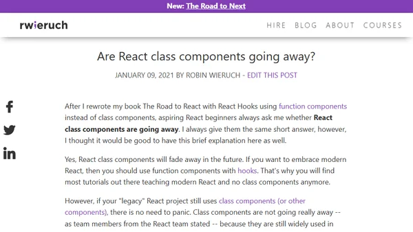 Are React class components going away?