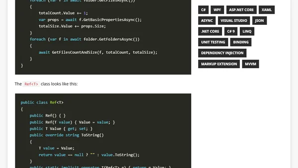 Passing parameters by reference to an asynchronous method