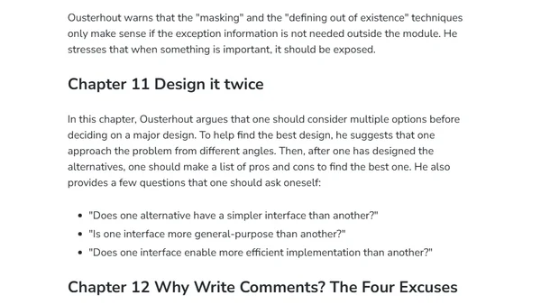 Summary of "A Philosophy of Software Design" by John Ousterhout