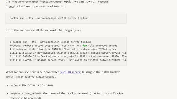Using tcpdump With Docker