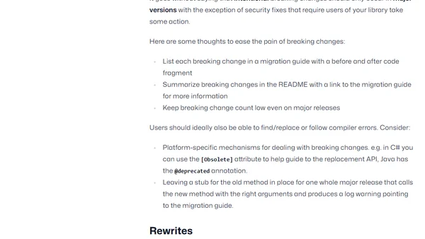 Shipping breaking changes