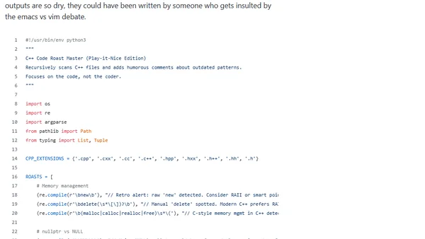 Python Scripts for Making Fun of Old C++ Code