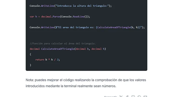 C#: Calcular el área de un triángulo