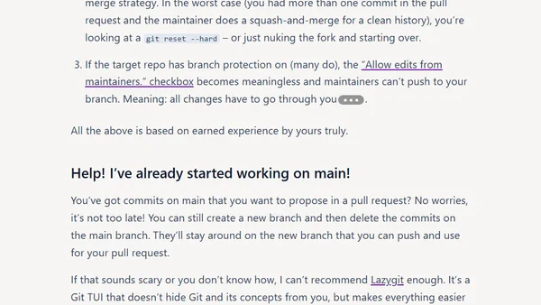 Don’t Start Pull Requests from Your Main Branch