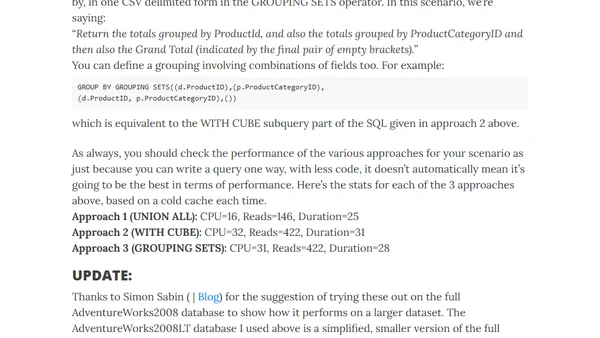 GROUPING SETS in SQL Server