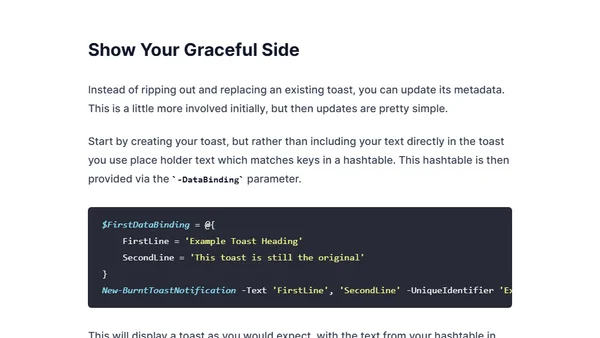 Crouton #11 - Updating Toast Notifications, Gracefully