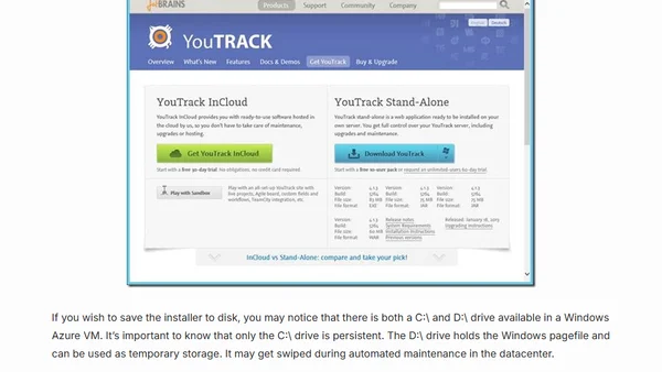 Hosting a YouTrack instance on Windows Azure