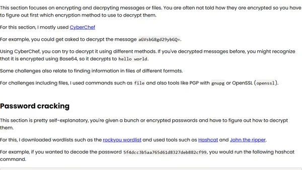 Notes from competing in my first CTF