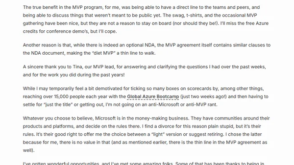 Retiring as a Microsoft MVP
