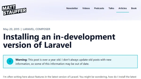 Installing an in-development version of Laravel