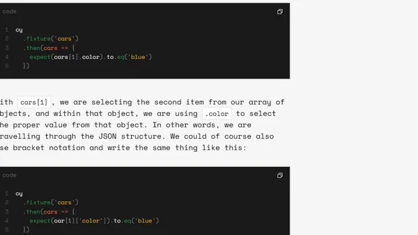 Reading and testing JSON object in Cypress