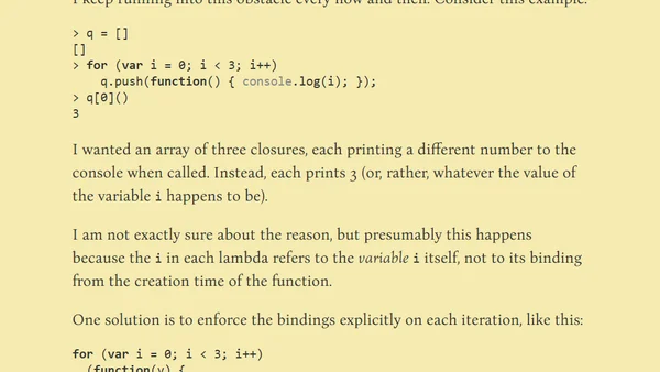 A quirk with JavaScript closures