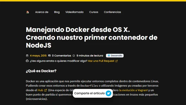 Manejando Docker desde OS X. Creando nuestro primer contenedor de NodeJS