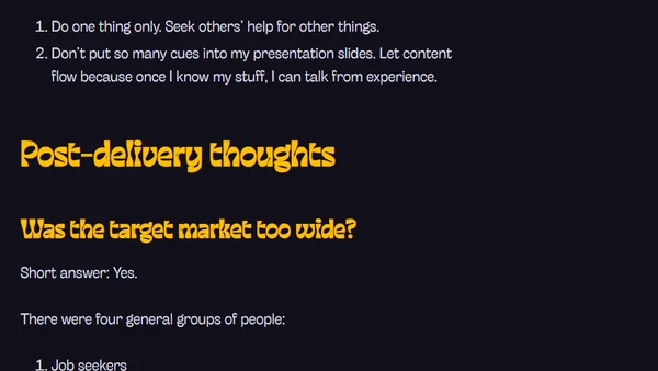 Build Your Developer Brand post-mortem