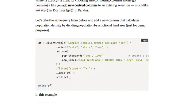 Introducing dremioframe - A Pythonic DataFrame Interface for Dremio