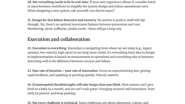 39 Lessons on Building ML Systems, Scaling, Execution, and More