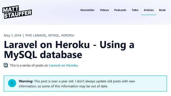 Laravel on Heroku - Using a MySQL database