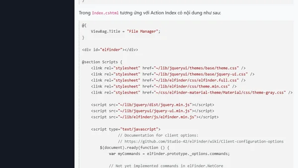 (ASP.NET Core MVC) Tích hợp trình quản lý file vào website