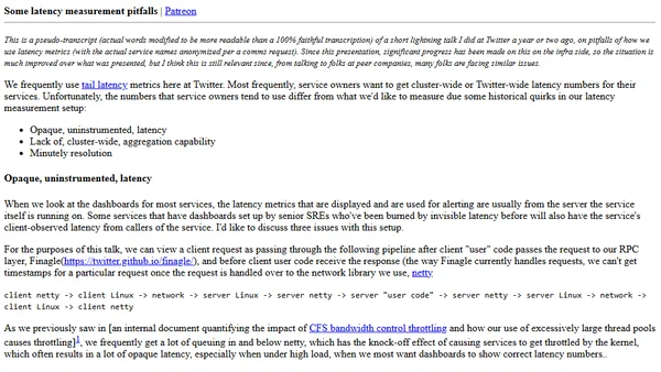 Some latency measurement pitfalls