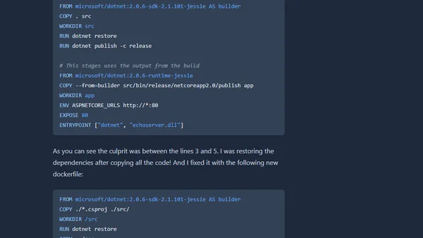 Revisiting Docker Multi Stage Builds to build an ASP.NET Core Echo Server