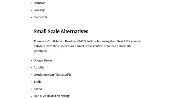 Big List of Hosted Headless CMS Providers with Free or Developer Tier in 2021